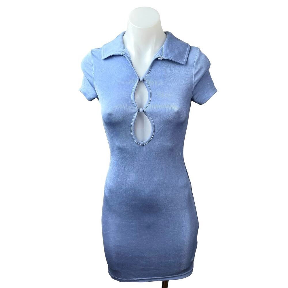 Urban Outfitters Christy Keyhole Collared Short Sleeve Mini Bodycon Dress Sz S